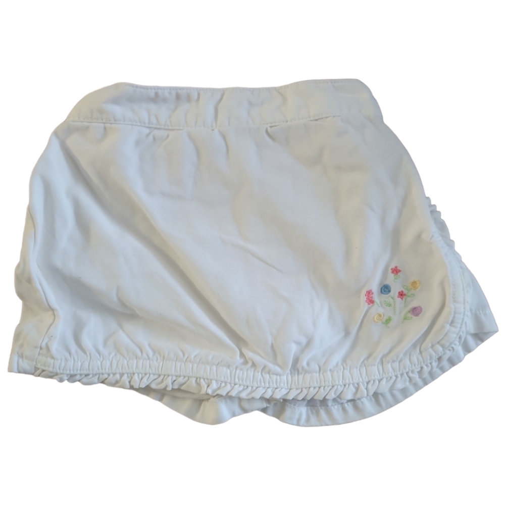 Girl's Toddler Cherokee White  Embroidered Flowers Flap Skort
